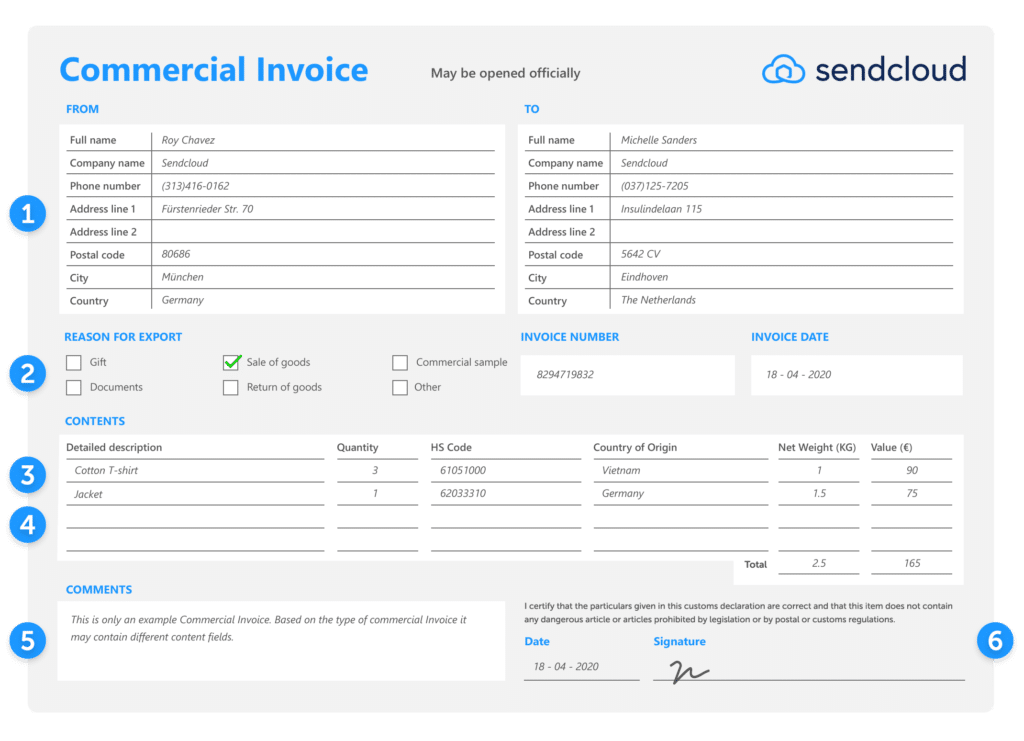 Commercial invoice